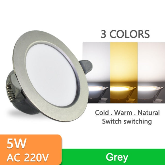 led downlight 3W 5W downlight Ultra Thin new six color led downlight ceiling AC220V 240V Round Recessed LED Spot Lighting