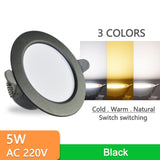 led downlight 3W 5W downlight Ultra Thin new six color led downlight ceiling AC220V 240V Round Recessed LED Spot Lighting