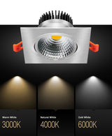 Recessed Square Dimmable LED Downlights 7W 9W 12W COB LED Ceiling Lamp AC85-265V Warm/Cold White LED Spot Lights Indoor Lighting