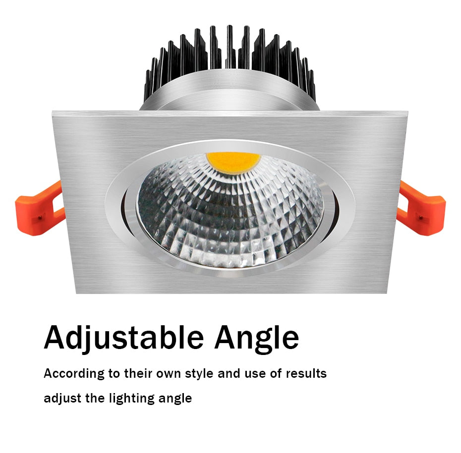 Recessed Square Dimmable LED Downlights 7W 9W 12W COB LED Ceiling Lamp AC85-265V Warm/Cold White LED Spot Lights Indoor Lighting