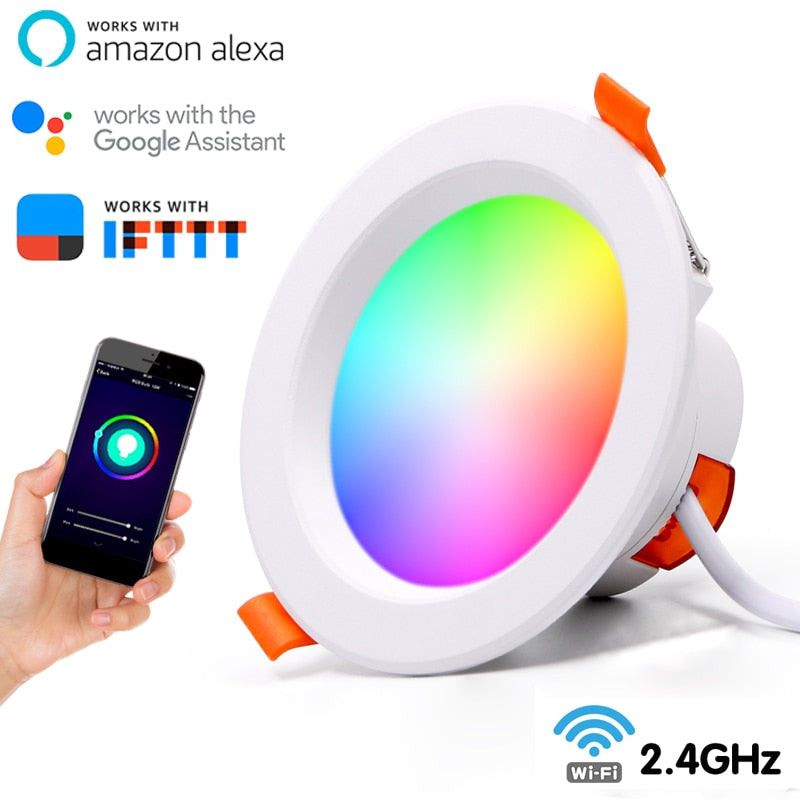 Smart Led Downlight RGB Recessed Round Spotlight Smart Home Tuya WiFi Dimmable Indoor lights Fixture 5W/7W/9W/15W CW+WW+RGB