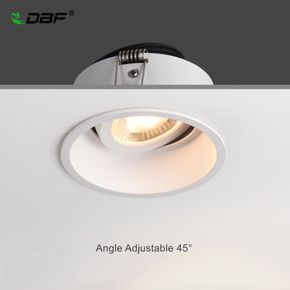 DBF Frameless Angle Adjustable Recessed LED Downlight 5W 7W 12W 15W Dimmable Deep Glare LED Ceiling Spot Light  Pic Background