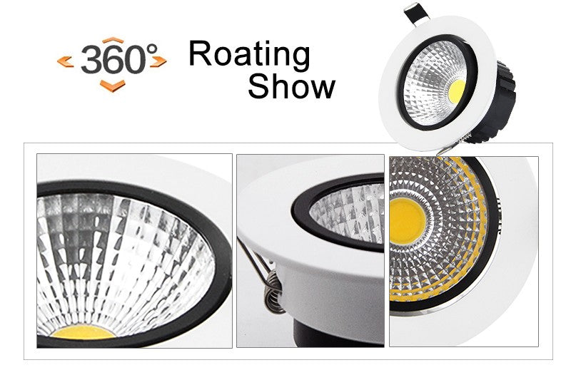 DBF Round Recessed LED COB Downlight Dimmable 6W 9W 12W 15W LED Ceiling Spot Light AC85-265V 3000K/4000K/6000K Indoor Lighting