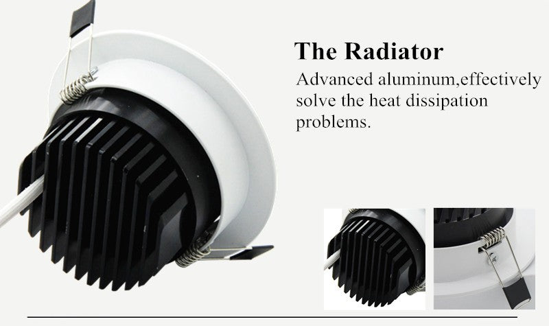 DBF Round Recessed LED COB Downlight Dimmable 6W 9W 12W 15W LED Ceiling Spot Light AC85-265V 3000K/4000K/6000K Indoor Lighting