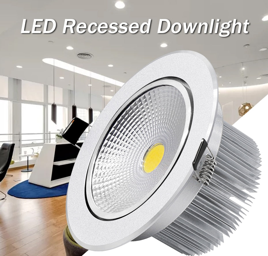 DBF High Power COB Downlight Dimmable Recessed LED Ceiling Lamp 7W 9W 12W 15W 18W LED Spot Light with AC85-265V LED Transformer