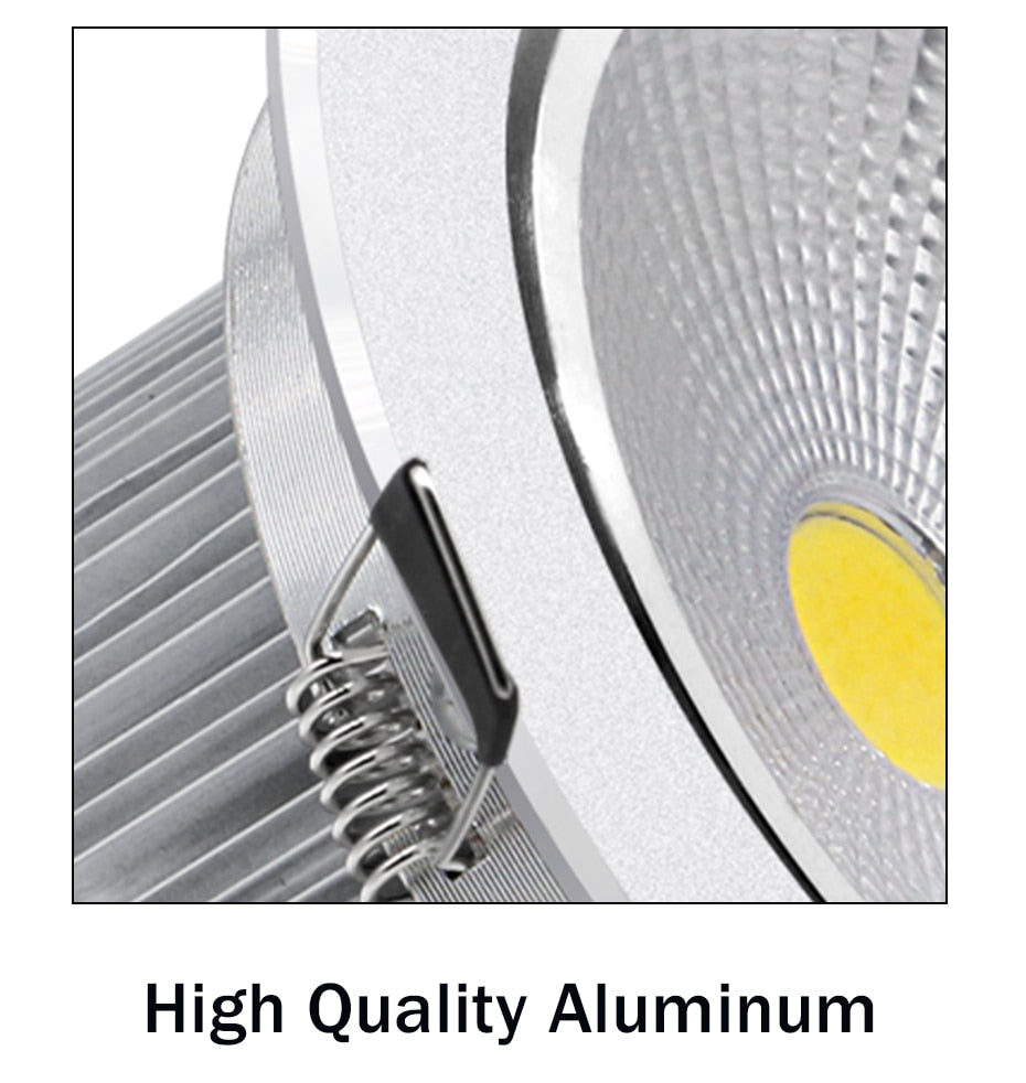 DBF High Power COB Downlight Dimmable Recessed LED Ceiling Lamp 7W 9W 12W 15W 18W LED Spot Light with AC85-265V LED Transformer