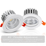 DBF Fast Heat Dissipation LED Dimmable Downlight 6W 9W 12W 15W Angle Adjustable Ceiling Recessed Spot Light AC 110V 220V Spotlight