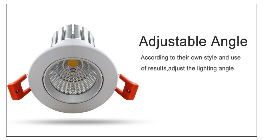 DBF Fast Heat Dissipation LED Dimmable Downlight 6W 9W 12W 15W Angle Adjustable Ceiling Recessed Spot Light AC 110V 220V Spotlight