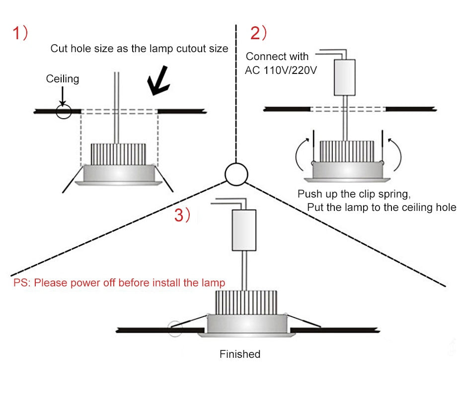 DBF Fast Heat Dissipation LED Dimmable Downlight 6W 9W 12W 15W Angle Adjustable Ceiling Recessed Spot Light AC 110V 220V Spotlight