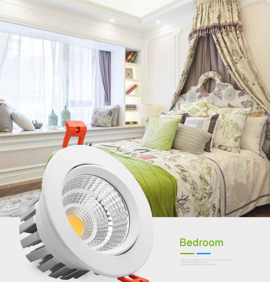 DBF Fast Heat Dissipation LED Dimmable Downlight 6W 9W 12W 15W Angle Adjustable Ceiling Recessed Spot Light AC 110V 220V Spotlight