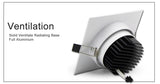 DBF Black/White/Silver Square Recessed LED Dimmable Downlight COB 7W 9W 12W 15W LED Ceiling Spot Lamp with AC 110V 220V