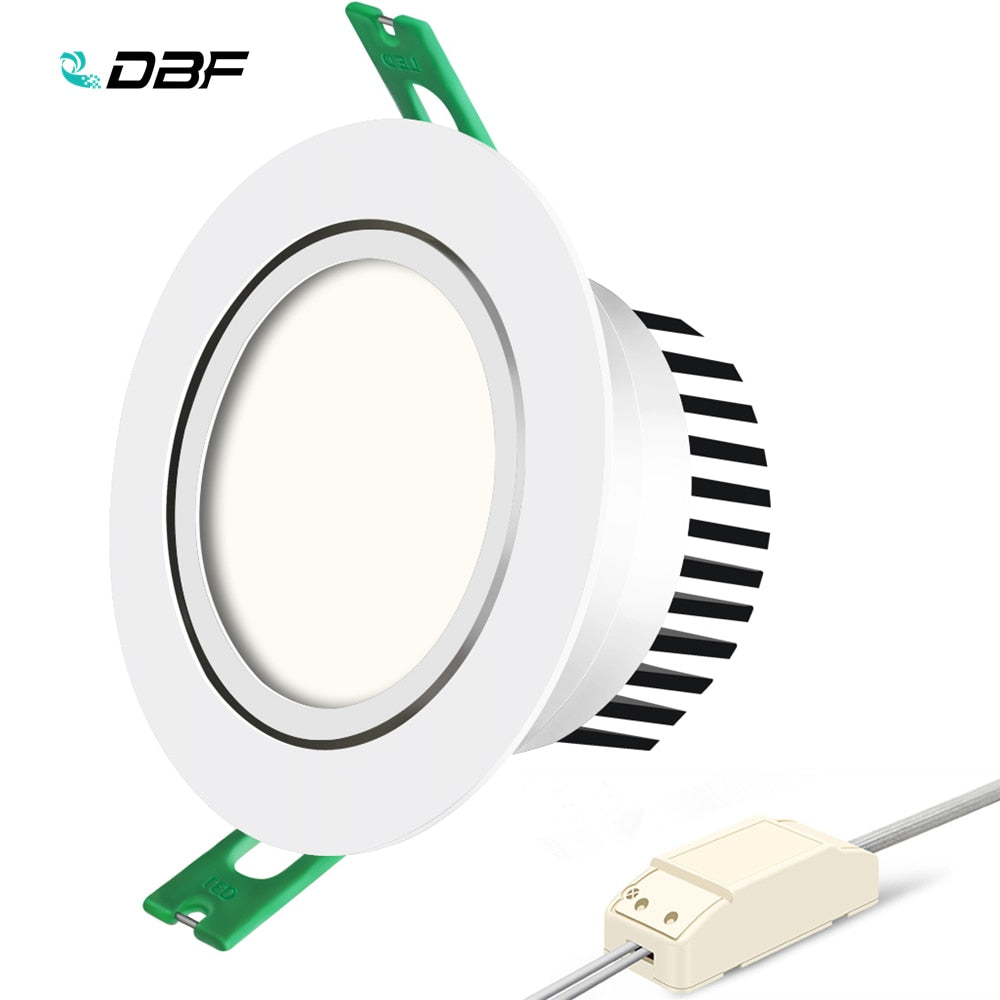 DBF High Bright COB Ceiling Spot Lamp Dimmable 5W 7W 10W 12W LED Recessed Downlight with AC 110V/220V LED Driver for Home Decor