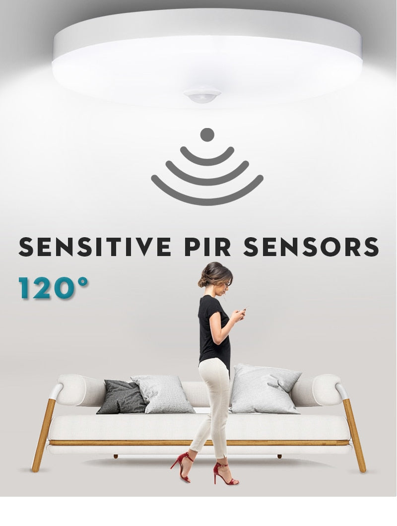 Motion Sensor Led Ceiling Light Fixtures Surface Mounted Ceiling Lamp 12W 18W 30W 50W Panel Night Light 220V For Home Bedroom