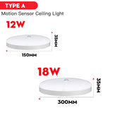 Motion Sensor Led Ceiling Light Fixtures Surface Mounted Ceiling Lamp 12W 18W 30W 50W Panel Night Light 220V For Home Bedroom