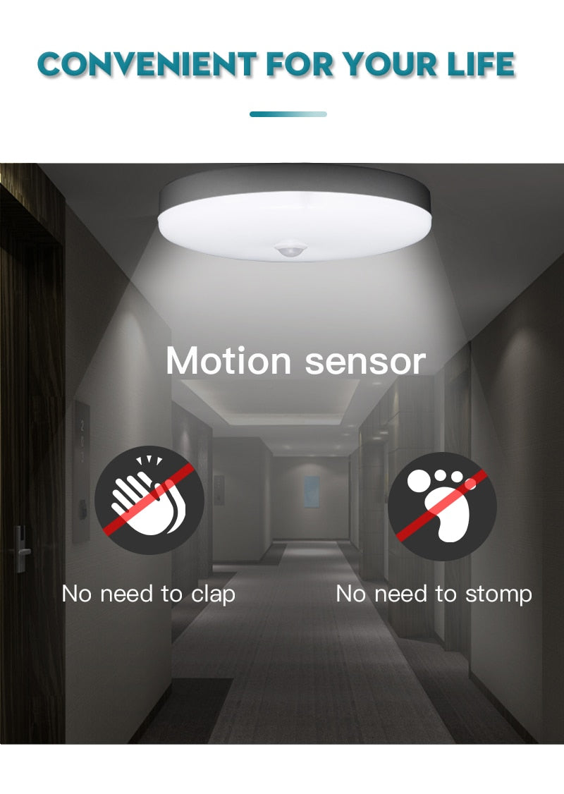 Motion Sensor Led Ceiling Light Fixtures Surface Mounted Ceiling Lamp 12W 18W 30W 50W Panel Night Light 220V For Home Bedroom