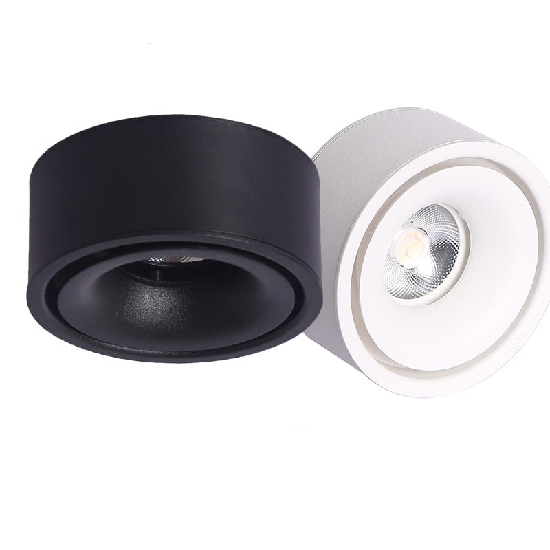 Round dimmable LED surface mounted spotlight COB free hole ceiling spotlight 7W / 12W living room surface mounted downlight