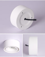 Round dimmable LED surface mounted spotlight COB free hole ceiling spotlight 7W / 12W living room surface mounted downlight