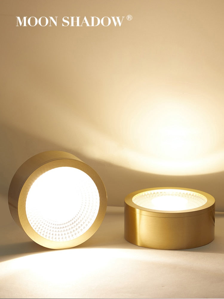 MOONSHADOW Full Copper Led Downlights Ultra-thin Surface Mounted Downlight Nordic Ceiling Porch Corridor Aisle Light 220V