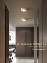MOONSHADOW Full Copper Led Downlights Ultra-thin Surface Mounted Downlight Nordic Ceiling Porch Corridor Aisle Light 220V