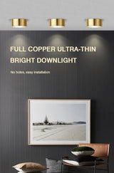 MOONSHADOW Full Copper Led Downlights Ultra-thin Surface Mounted Downlight Nordic Ceiling Porch Corridor Aisle Light 220V