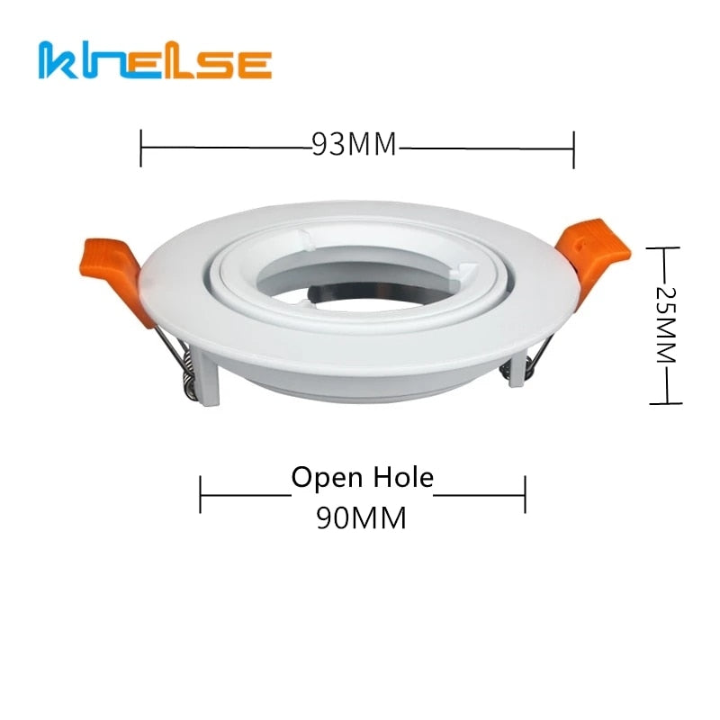 Round LED Recessed Ceiling Downlight Adjustable Mounted Frame Bracket MR16 GU10 Lamp Holder Socket Fitting Spot Lighting Fixture