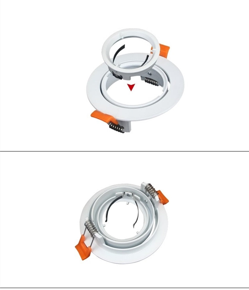 Round LED Recessed Ceiling Downlight Adjustable Mounted Frame Bracket MR16 GU10 Lamp Holder Socket Fitting Spot Lighting Fixture