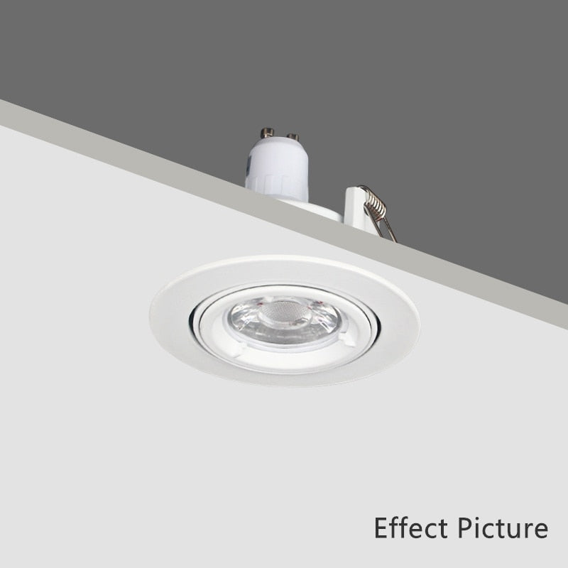 Round LED Recessed Ceiling Downlight Adjustable Mounted Frame Bracket MR16 GU10 Lamp Holder Socket Fitting Spot Lighting Fixture