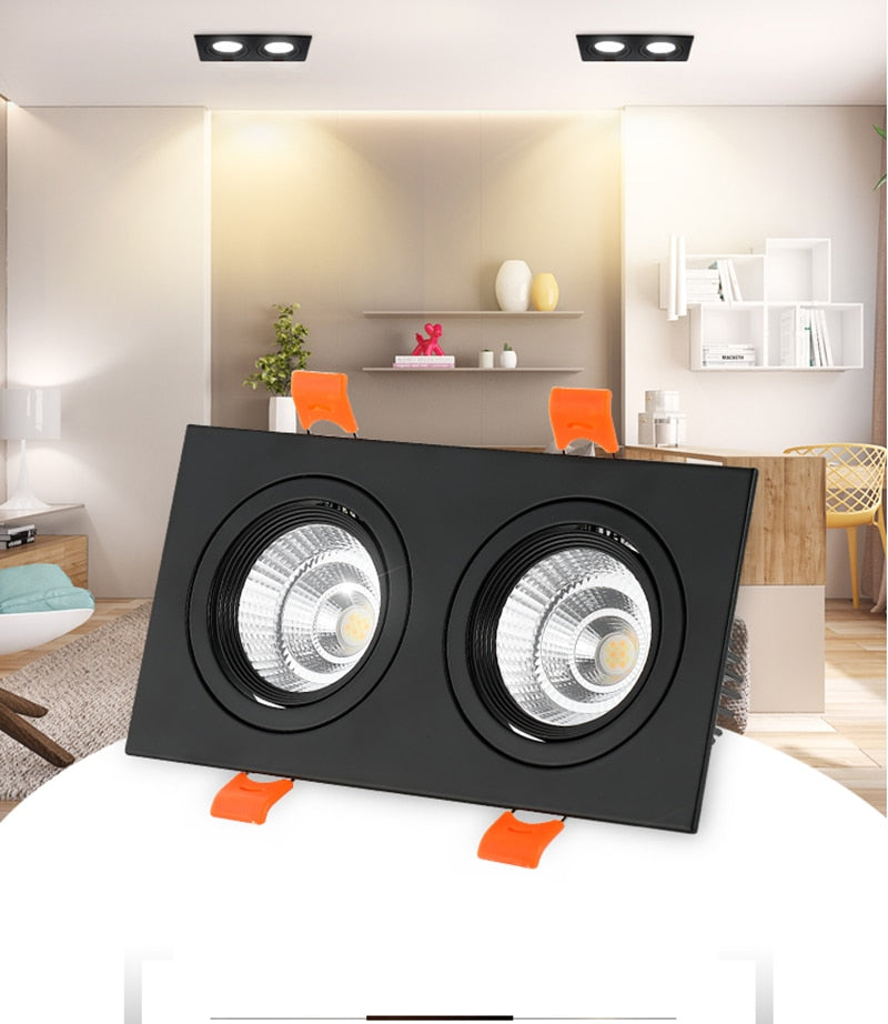 Square Recessed Dimmable COB LED Downlights 7W 9W 12W 24W LED Ceiling Lamps AC85~265V LED Ceiling Spot Lights Indoor Lighting