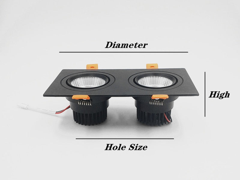 Square Recessed Dimmable COB LED Downlights 7W 9W 12W 24W LED Ceiling Lamps AC85~265V LED Ceiling Spot Lights Indoor Lighting