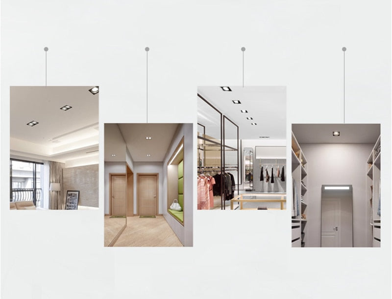 Square Recessed Dimmable COB LED Downlights 7W 9W 12W 24W LED Ceiling Lamps AC85~265V LED Ceiling Spot Lights Indoor Lighting