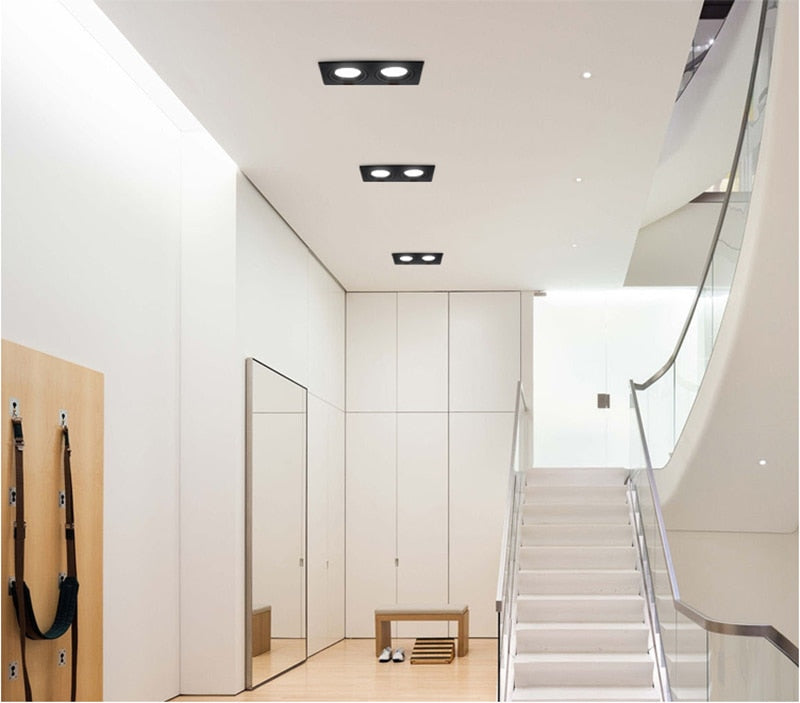 Square Recessed Dimmable COB LED Downlights 7W 9W 12W 24W LED Ceiling Lamps AC85~265V LED Ceiling Spot Lights Indoor Lighting