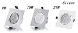 LED Down Light Square 9W 12W 15W 21W Led Dimmable Downlight Recessed Led Ceiling Down Light Lamp Indoor AC85-265V Driver