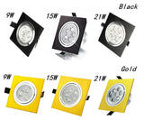 LED Down Light Square 9W 12W 15W 21W Led Dimmable Downlight Recessed Led Ceiling Down Light Lamp Indoor AC85-265V Driver