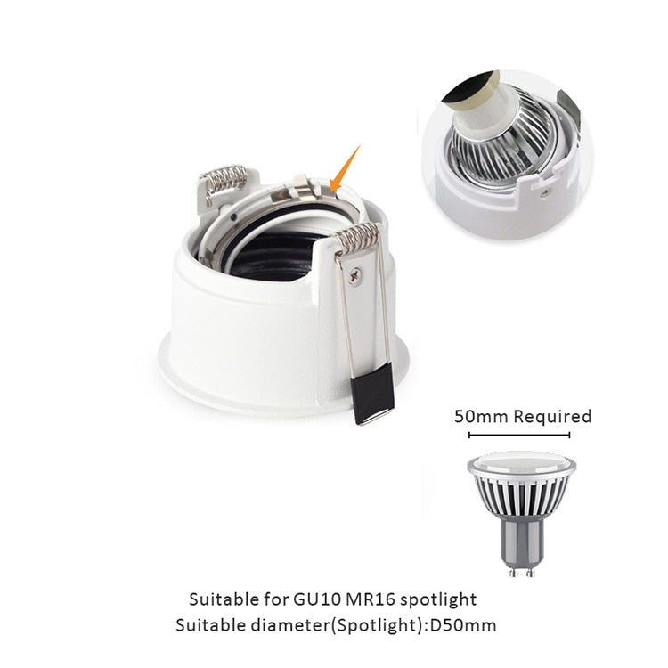 LED Spot Downlight GU10 Fitting Anti Glare Led Ceiling Recessed Lamp 75mm Cut Hole Bulb Replaceable Downlights