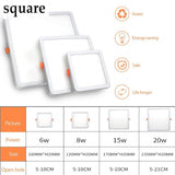 LED Panel Lights Ultrathin Surface Downlight 6W 8W 15W 20W 220V Square Round Panel Light White/Warm Indoor Bedroom LED Light