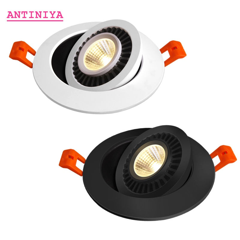 Dimmable recessed LED Downlights Angle Adjustable COB Ceiling Lamp Spot Lights 7w 9w 12w 15w 18w Rotating LED downlight AC85-265V