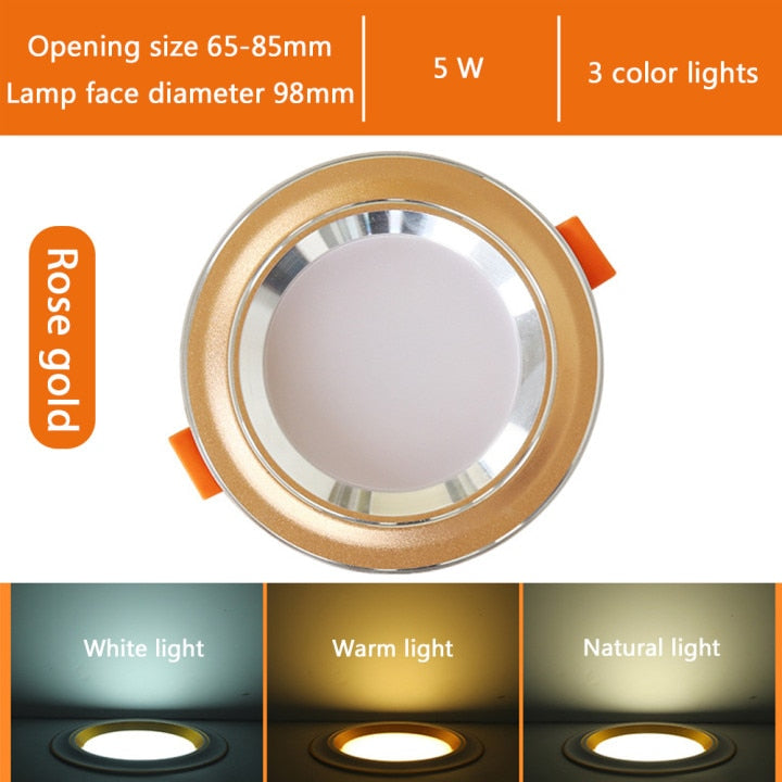 Led Downlights 5W Led Ceiling Light Recessed Down Light Round Led Panel Light LED Spot Light Indoor Lighting Night light 3 color
