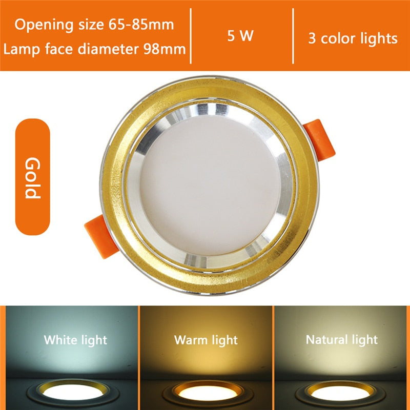 Led Downlights 5W Led Ceiling Light Recessed Down Light Round Led Panel Light LED Spot Light Indoor Lighting Night light 3 color