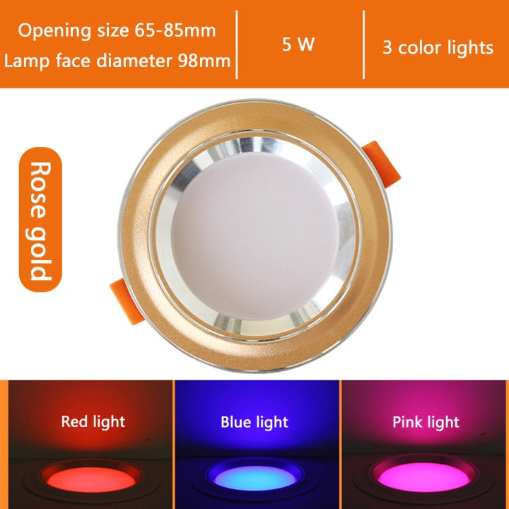 Led Downlights 5W Led Ceiling Light Recessed Down Light Round Led Panel Light LED Spot Light Indoor Lighting Night light 3 color