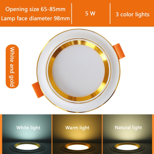Led Downlights 5W Led Ceiling Light Recessed Down Light Round Led Panel Light LED Spot Light Indoor Lighting Night light 3 color