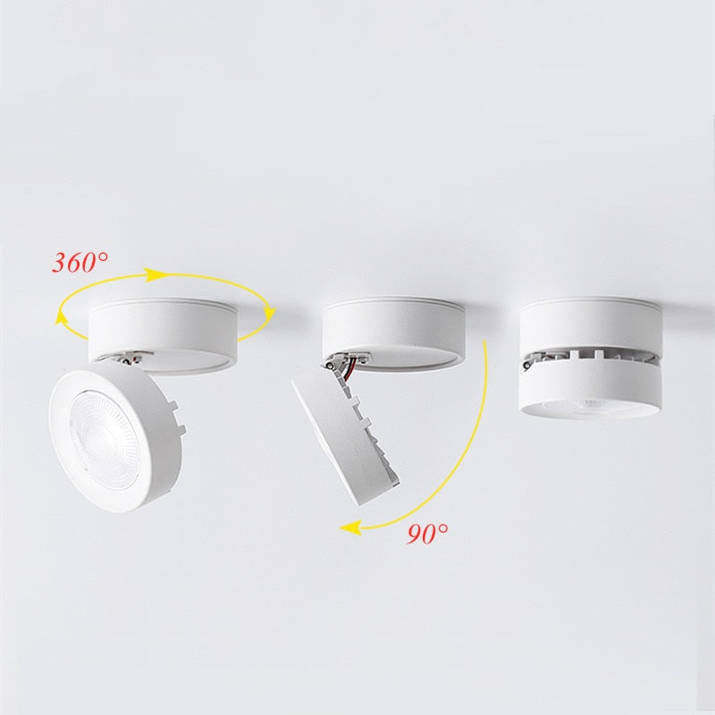 Round shape 360 Adjustable Angle Led Cob Downlight Black/White 7w 9W 12W 15w Led Ceiling Spot Light Pic Background Spotlights