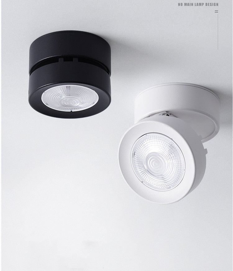 Round shape 360 Adjustable Angle Led Cob Downlight Black/White 7w 9W 12W 15w Led Ceiling Spot Light Pic Background Spotlights
