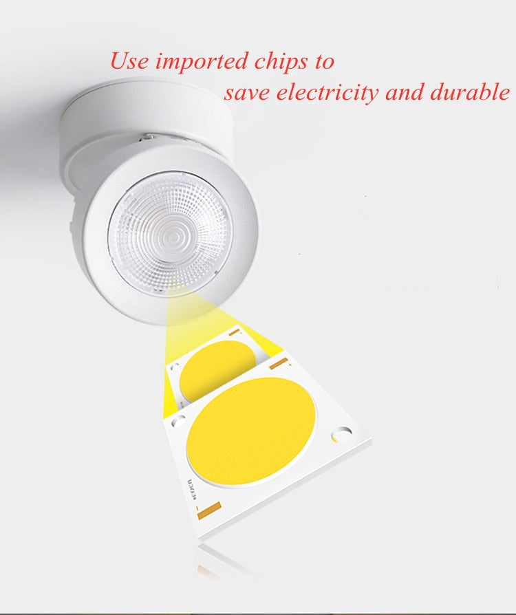 Round shape 360 Adjustable Angle Led Cob Downlight Black/White 7w 9W 12W 15w Led Ceiling Spot Light Pic Background Spotlights