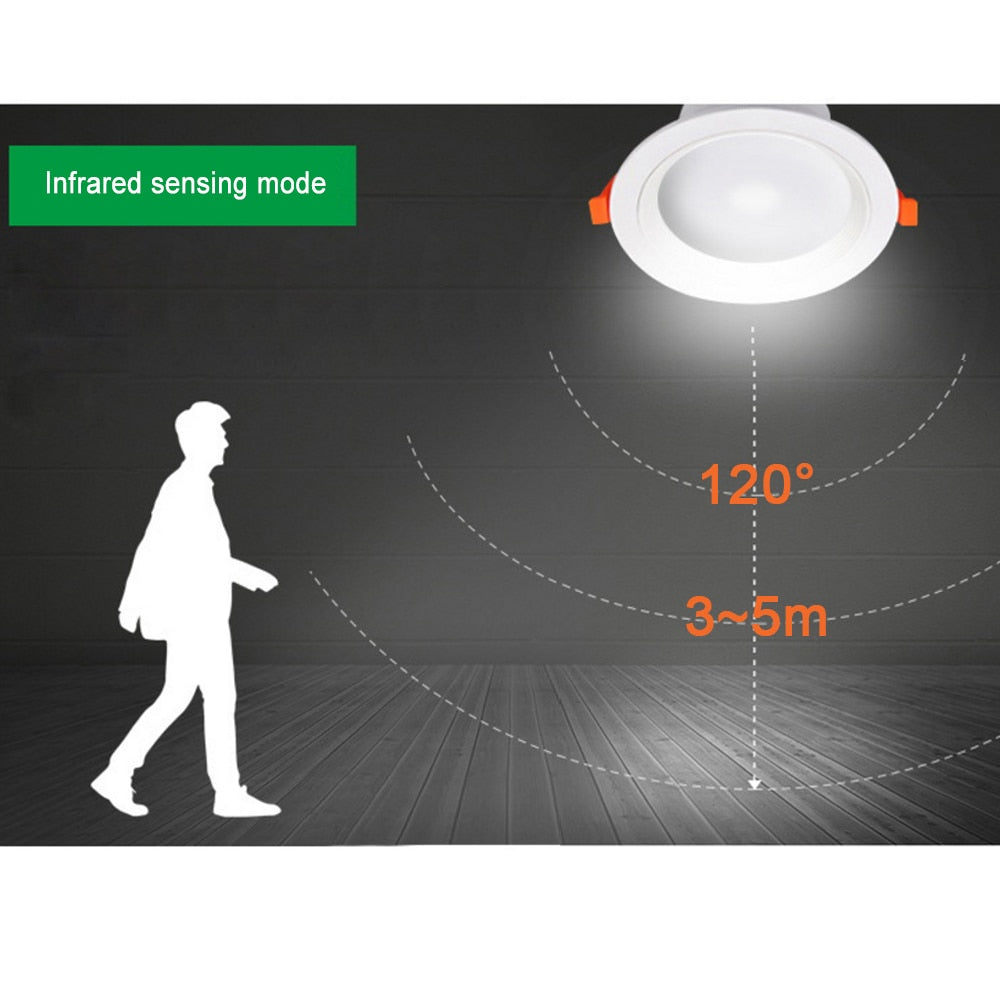 Sensor Led Downlight 220V 5W 9W 18W 3W Down Lights Induction Round Led Panel Lamp Recessed Spotlight Bedroom Indoor Lighting