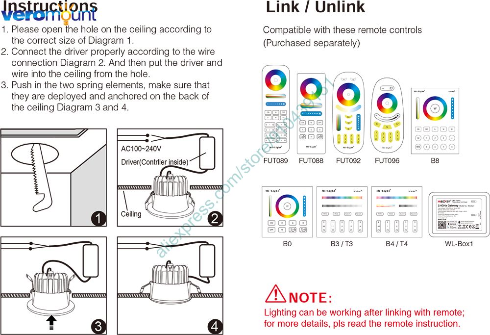 MiBoxer FUT072 18W Anti-glare RGBCCT Smart LED Downlight  AC100~240V Smart Phone WiFi APP / 2.4G RF Remote / Alexa Voice Control