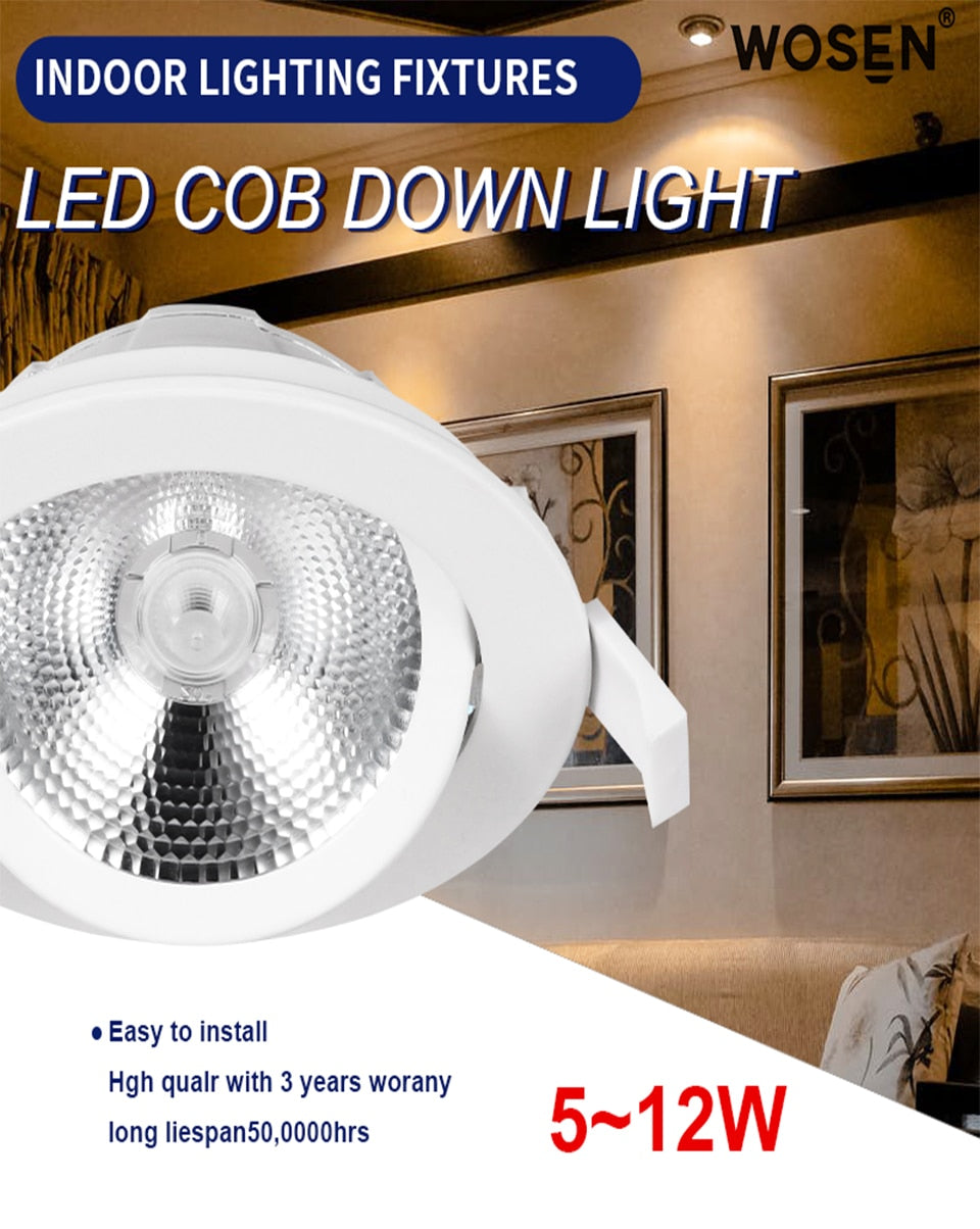 Led downlight light COB Ceiling Spot Light 7W 9W 12W ceiling recessed Lights Indoor Lighting