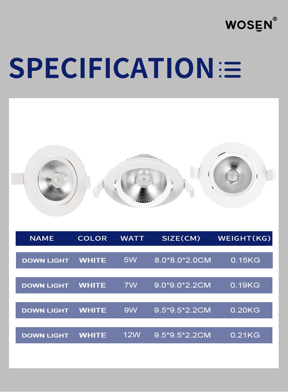 Led downlight light COB Ceiling Spot Light 7W 9W 12W ceiling recessed Lights Indoor Lighting