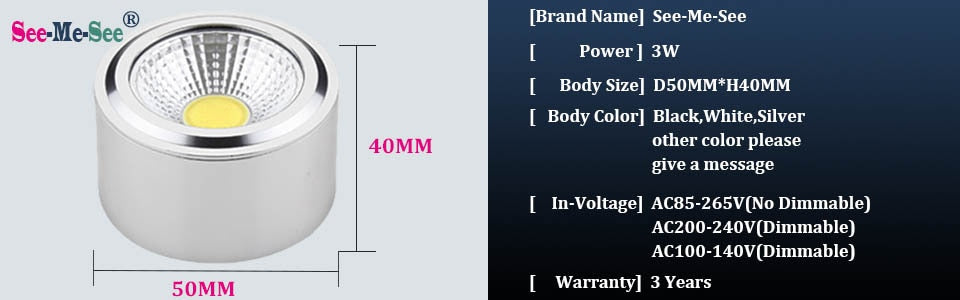SMDL-28,high power dimmable COB led ceilling light  3W 5W 7W led downlight
