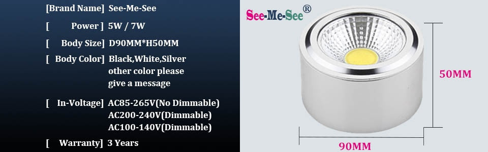 SMDL-28,high power dimmable COB led ceilling light  3W 5W 7W led downlight