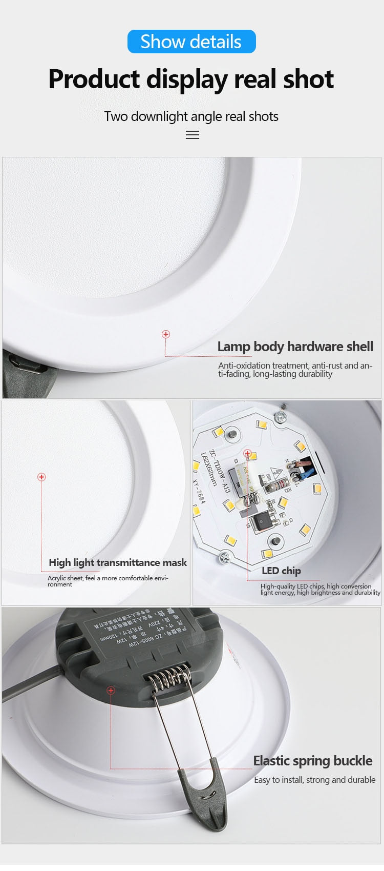 Downlight Led Recessed Ceiling Light Barrel Light Round Bulb Lamp 5W 9W 12W 18W Living Room Opening Light Indoor Luminaire IP65